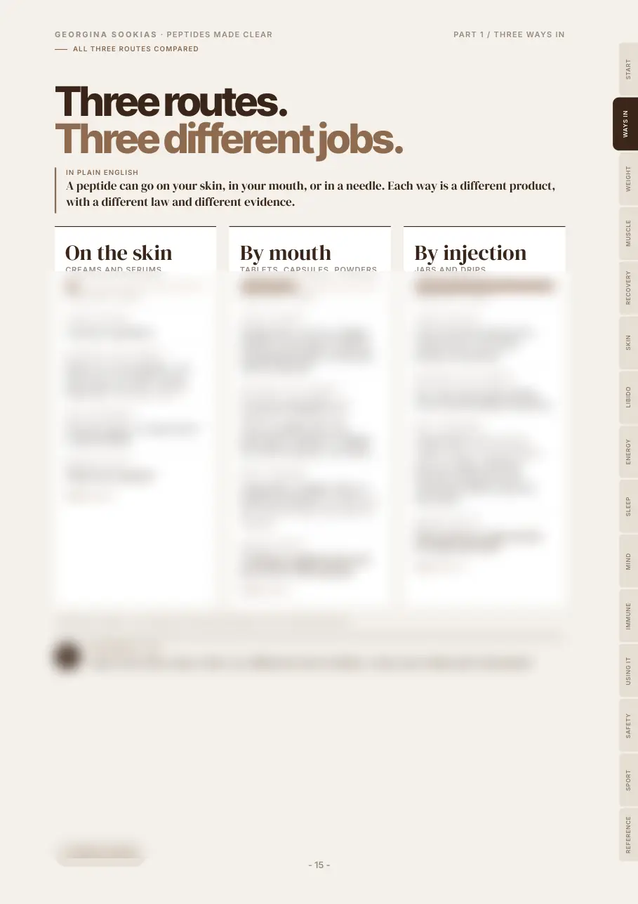 Three routes compared page, with the detail blurred