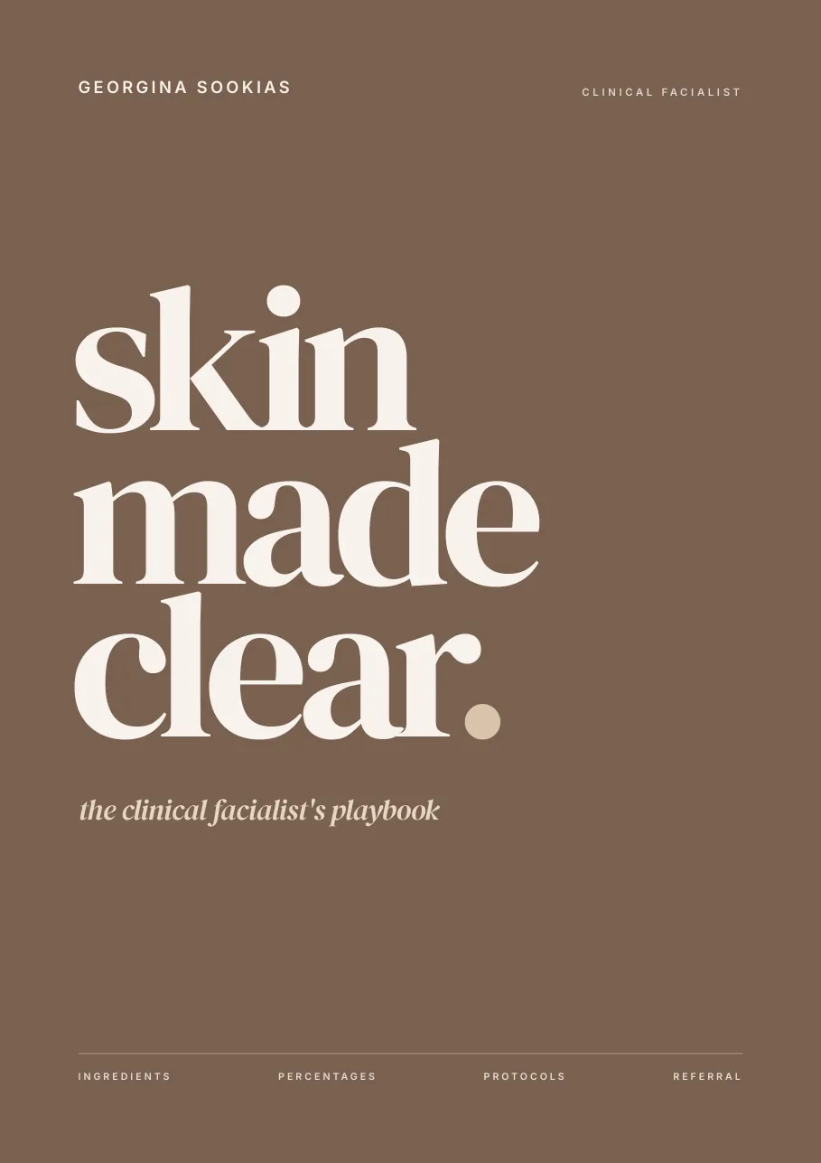 Skin Made Clear front cover, the clinical facialist's playbook by Georgina Sookias
