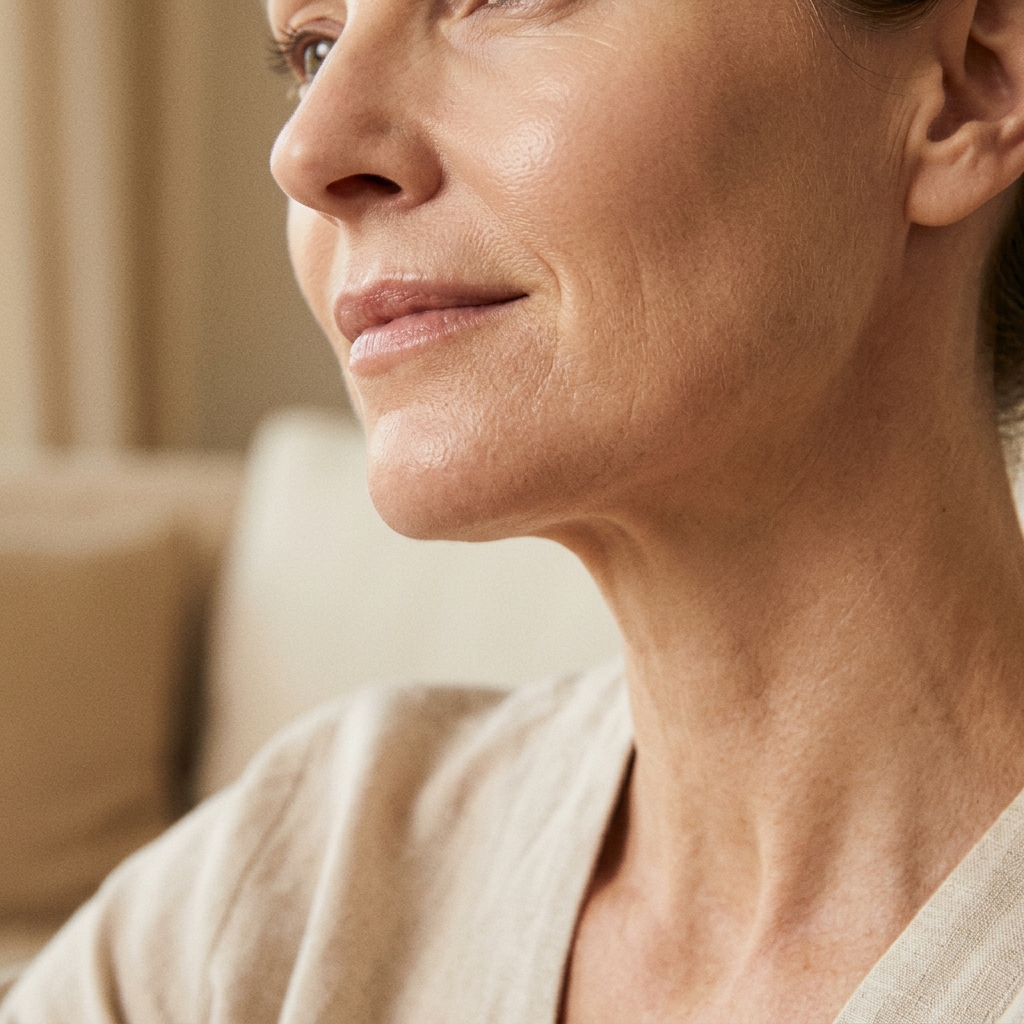 Lower face showing visible skin laxity around the jawline
