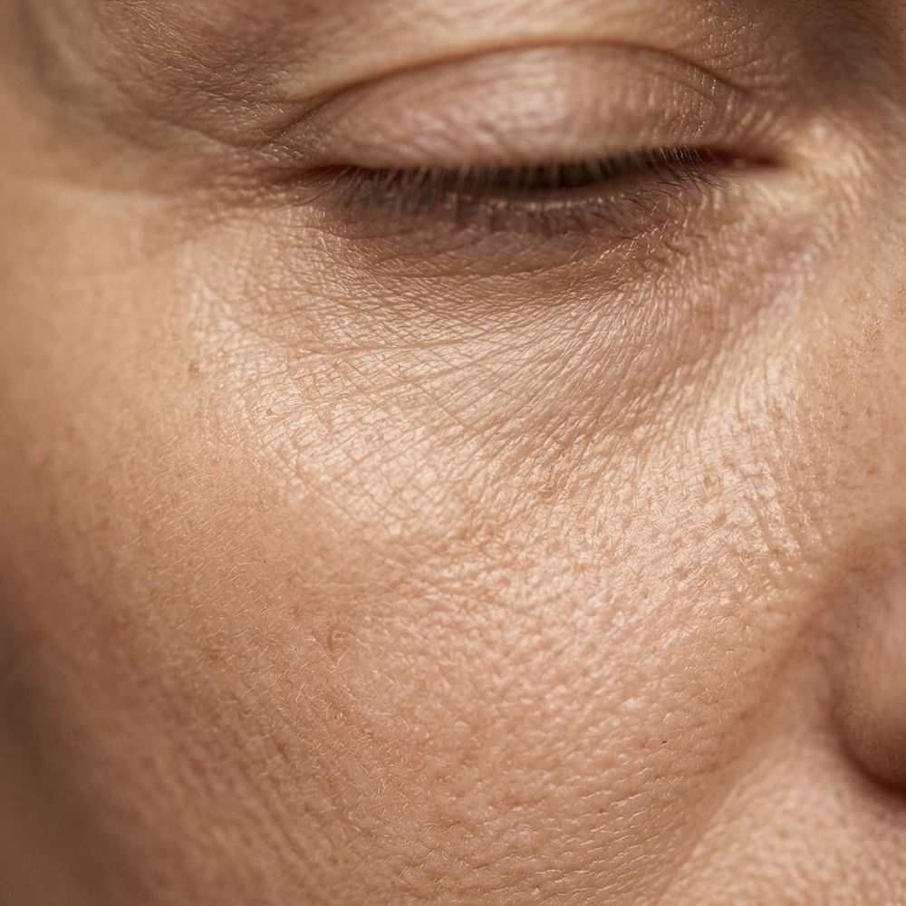 Close-up of skin showing fine lines and creasing